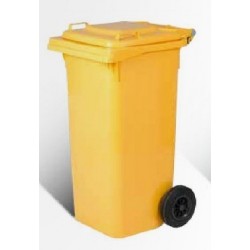 BIDONE QUADRO CON RUOTE Lt.120 GIALLO