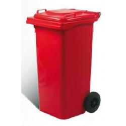 BIDONE QUADRO CON RUOTE Lt.120 ROSSO