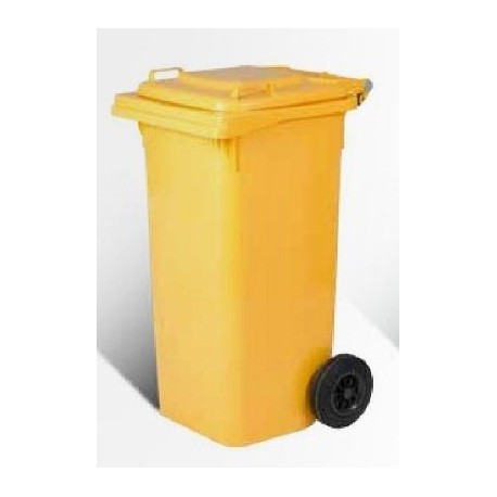 BIDONE QUADRO CON RUOTE Lt.240 GIALLO