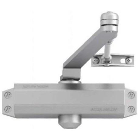 CHIUDIPORTA RETTANGOLARE ASSA ABLOY DC110 con fermo - silver