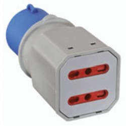 ADATTATORE CEE 220V SPINA 2P+T/2PRESE BIVALENTI
