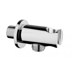 PRESA TONDA OTTONE CROMATO C/SUPPORTO X DOCCETTA m/m 1/2 poll