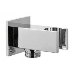 PRESA QUADRA OTTONE CROMATO C/SUPPORTO X DOCCETTA m/m 1/2 poll