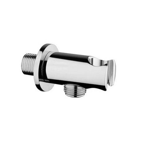 PRESA TONDA OTTONE CROMATO C/SUPPORTO X DOCCETTA m/m 1/2 poll